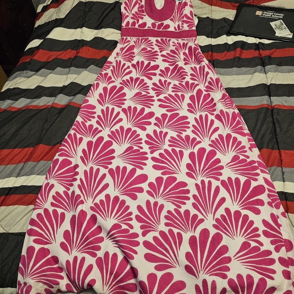 belk Pink and White Floral A-Line Maxi Dress (Item#104) - Picture 4 of 16